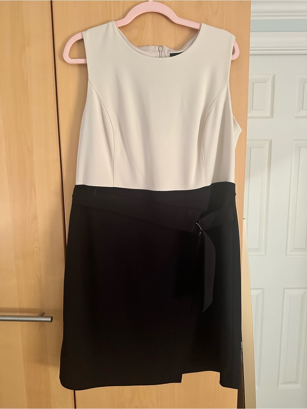 DKNY Sleeveless Two-Tone Black and White Dress